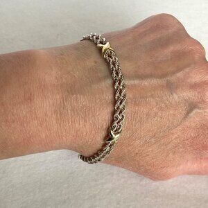 Precious Precious Sterling Silver 925 14k Gold X Double Rope Chain Bracelet 7.5"